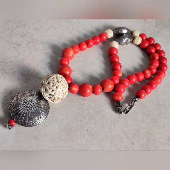 OOAK Genuine Apple Corals Necklace - Picture 2 of 10